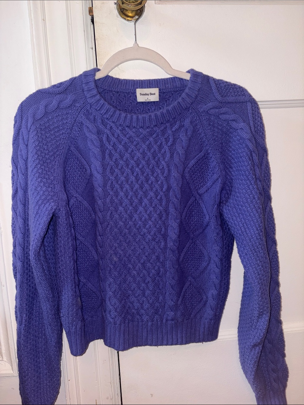 Sunday Best Lavender Cable Knit Crew Sweater